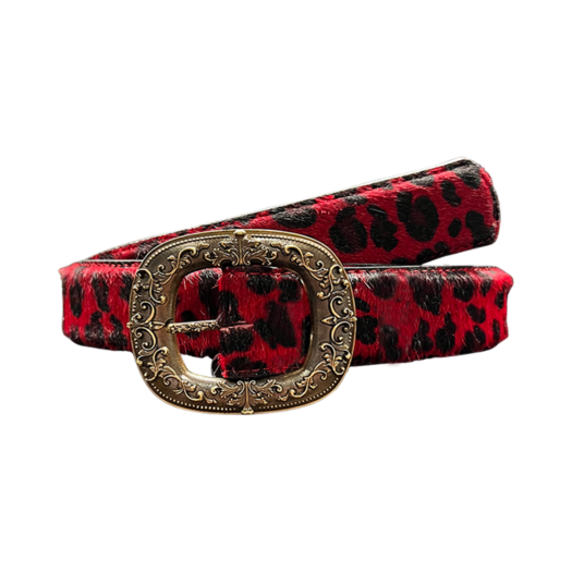 25SSUMCPBLR Undermycar 25SS A Palace Entwined With Grapevines Buckle  Calf Hair Belt Leopard Red
