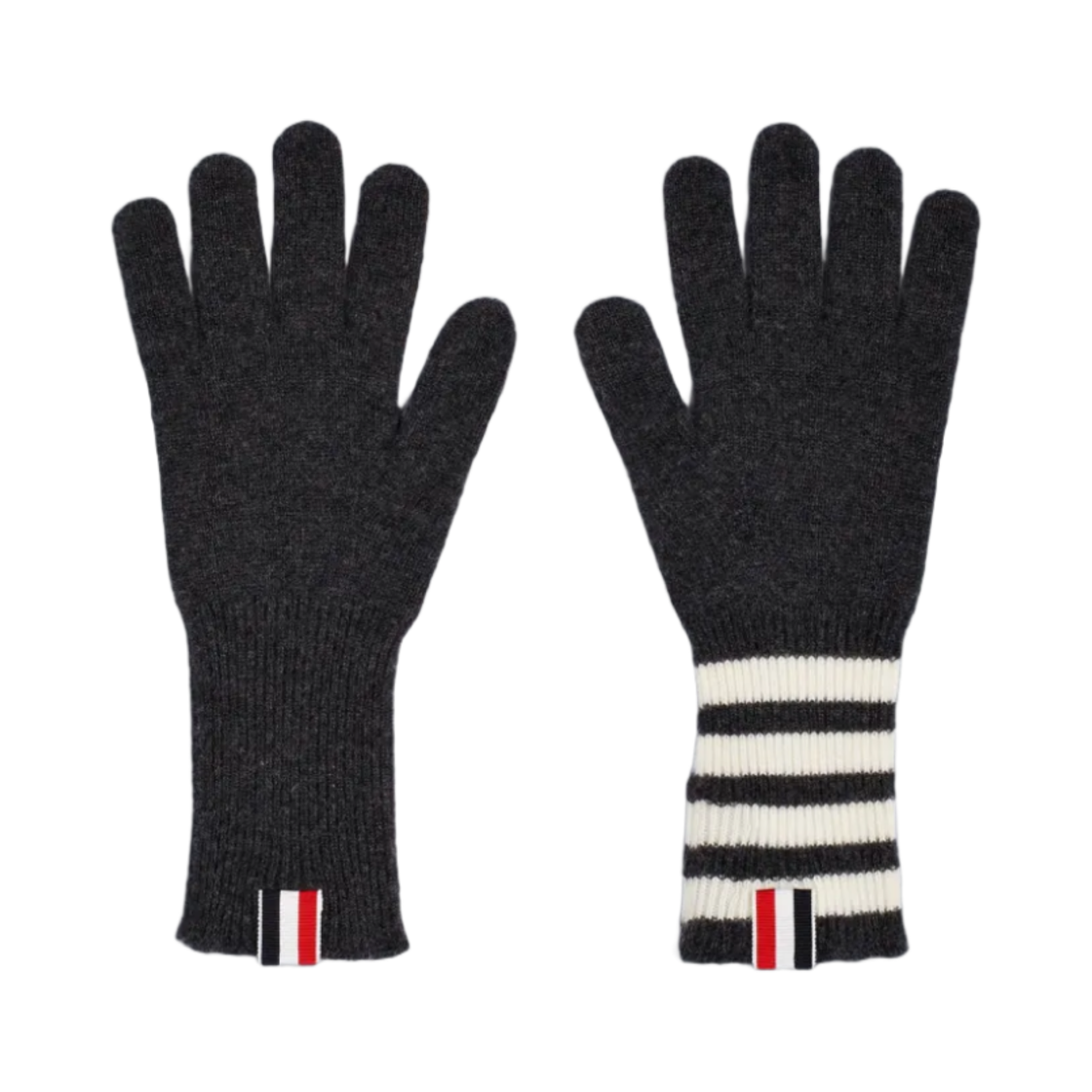 MKG003A-00011-025 Thom Browne 4-Bar Cashmere Gloves Dark Grey