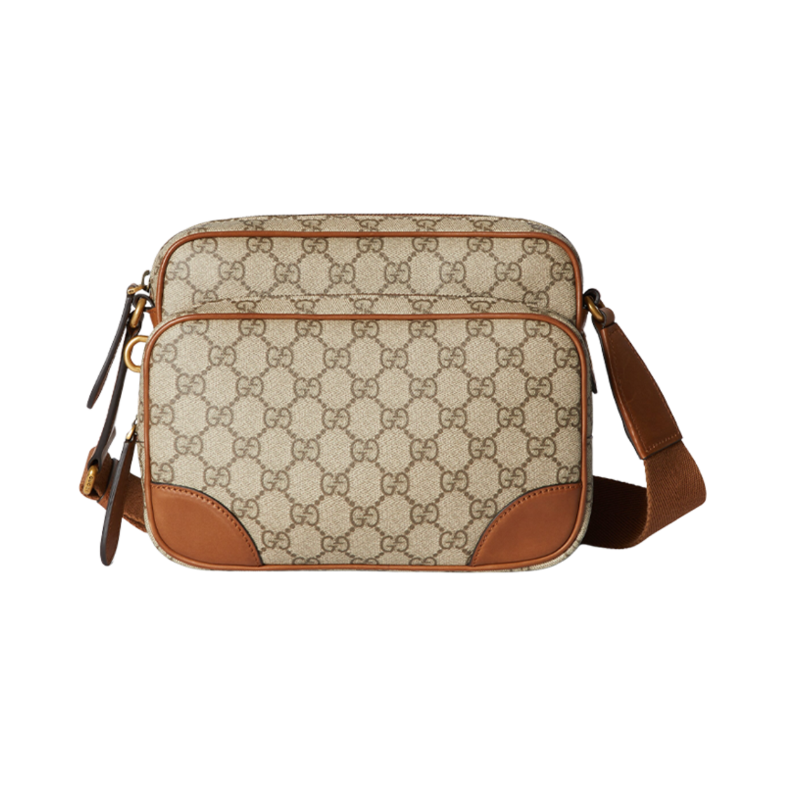 821160-FAED3-9786 Gucci GG Emblem Medium Crossbody Bag Beige Dark Brown