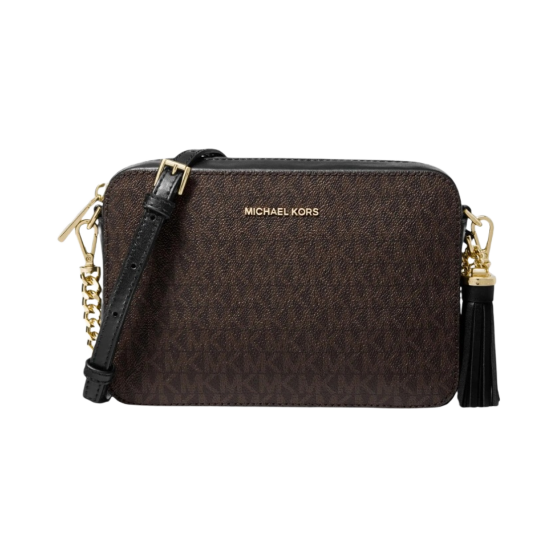 마이클 코어스 제트 세트 미디움 로고 크로스바디백 브라운 블랙(Michael Kors Jet Set Medium Logo Crossbody Bag Brown Black) - 1