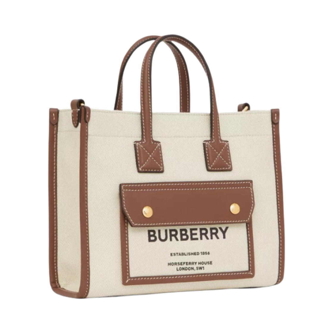 8044143 Burberry Mini Two-Tone Canvas and Leather Freya Tote Bag Natural Tan - #2