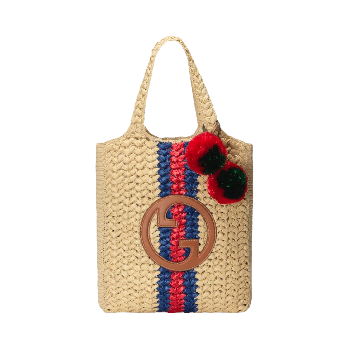 구찌 토트백 라운드 인터로킹 G 내츄럴 라피아 이펙트(Gucci Tote Bag with Round Interlocking G Natural Raffia Effect) - 1