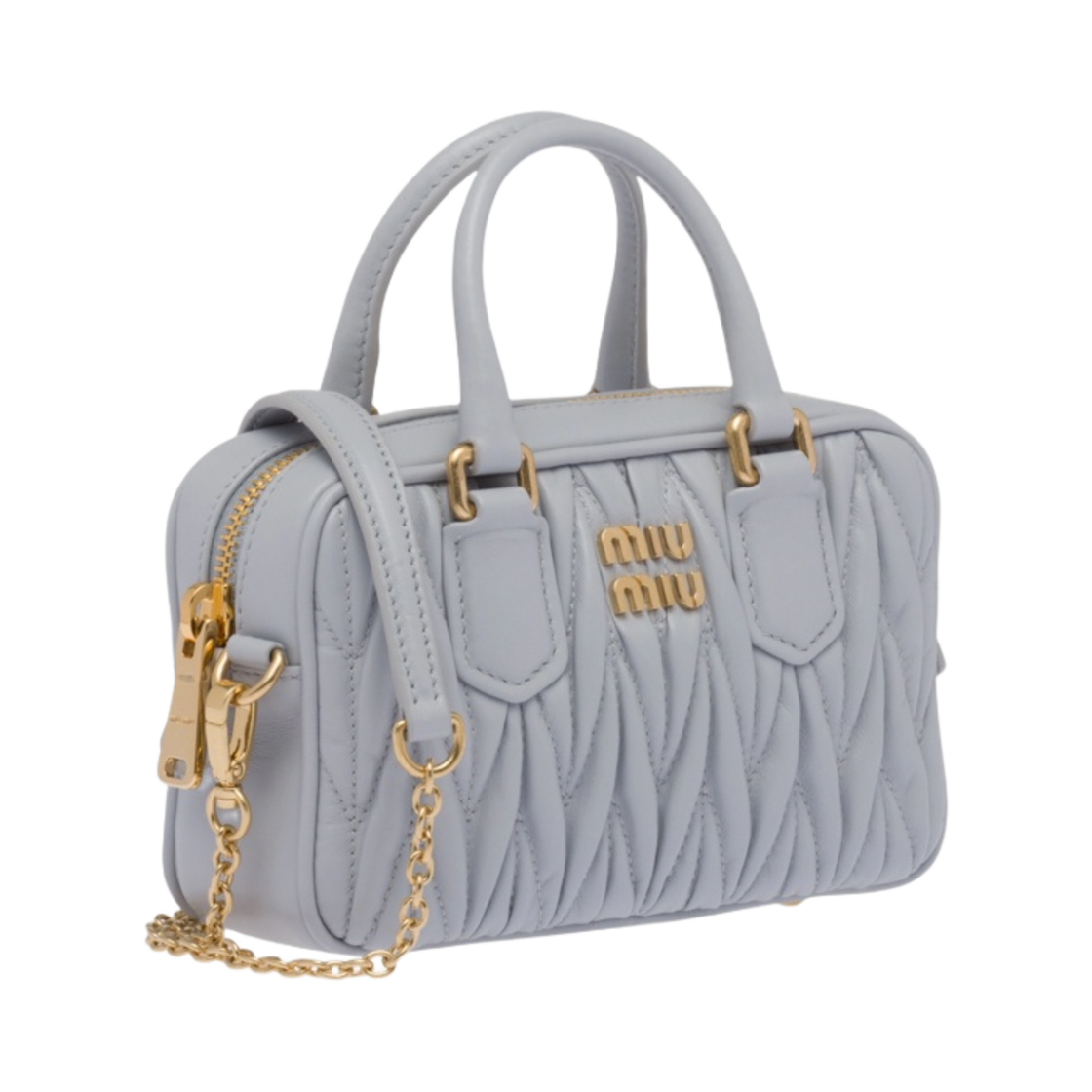 미우 미우 마테라쎄 나파 가죽 탑 핸들 미니백 콘플라워(Miu Miu Matelasse Nappa Leather Top Handle Mini Bag Cornflower) - 2