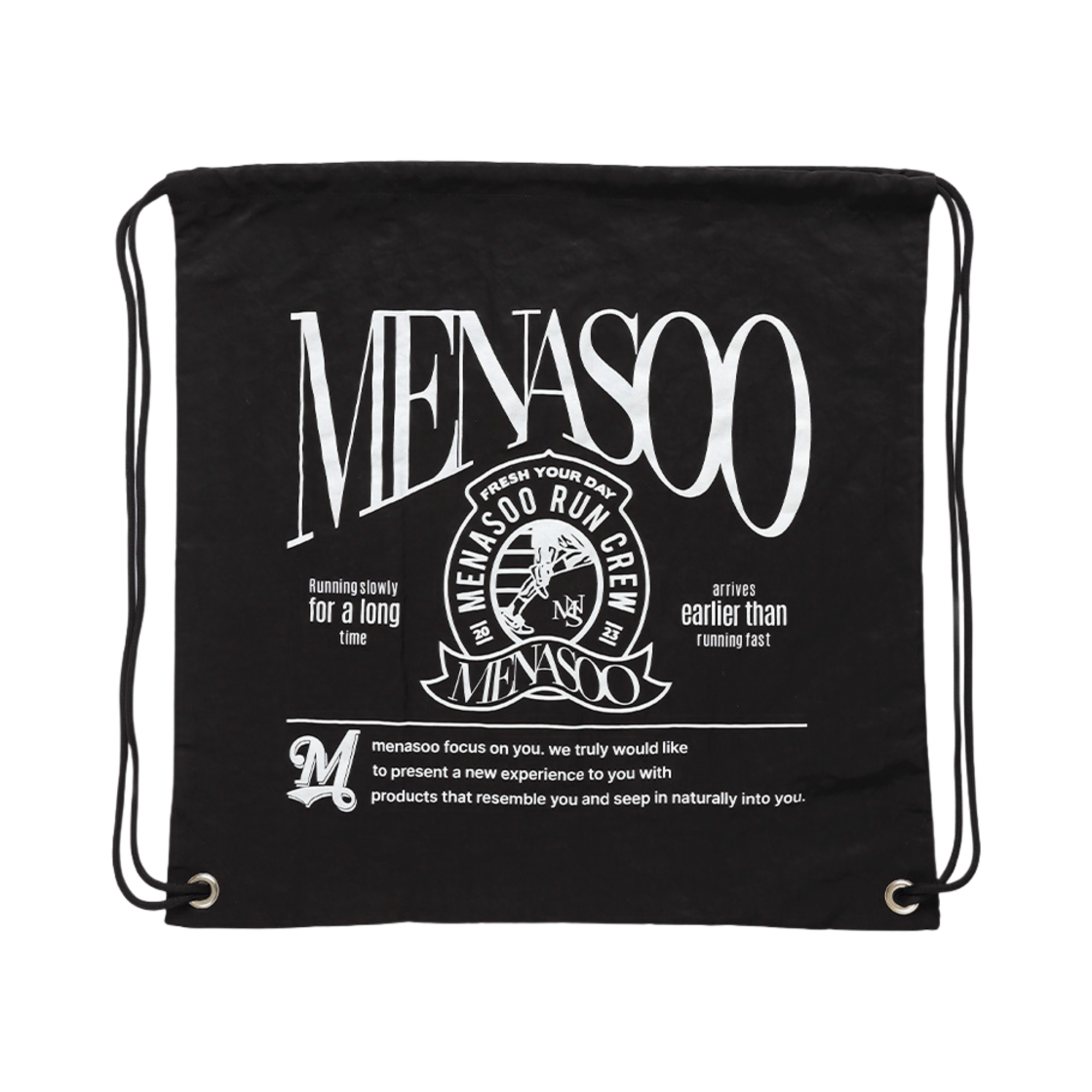 BAG-NYN-BK Menasoo Nylon String Backpack Black