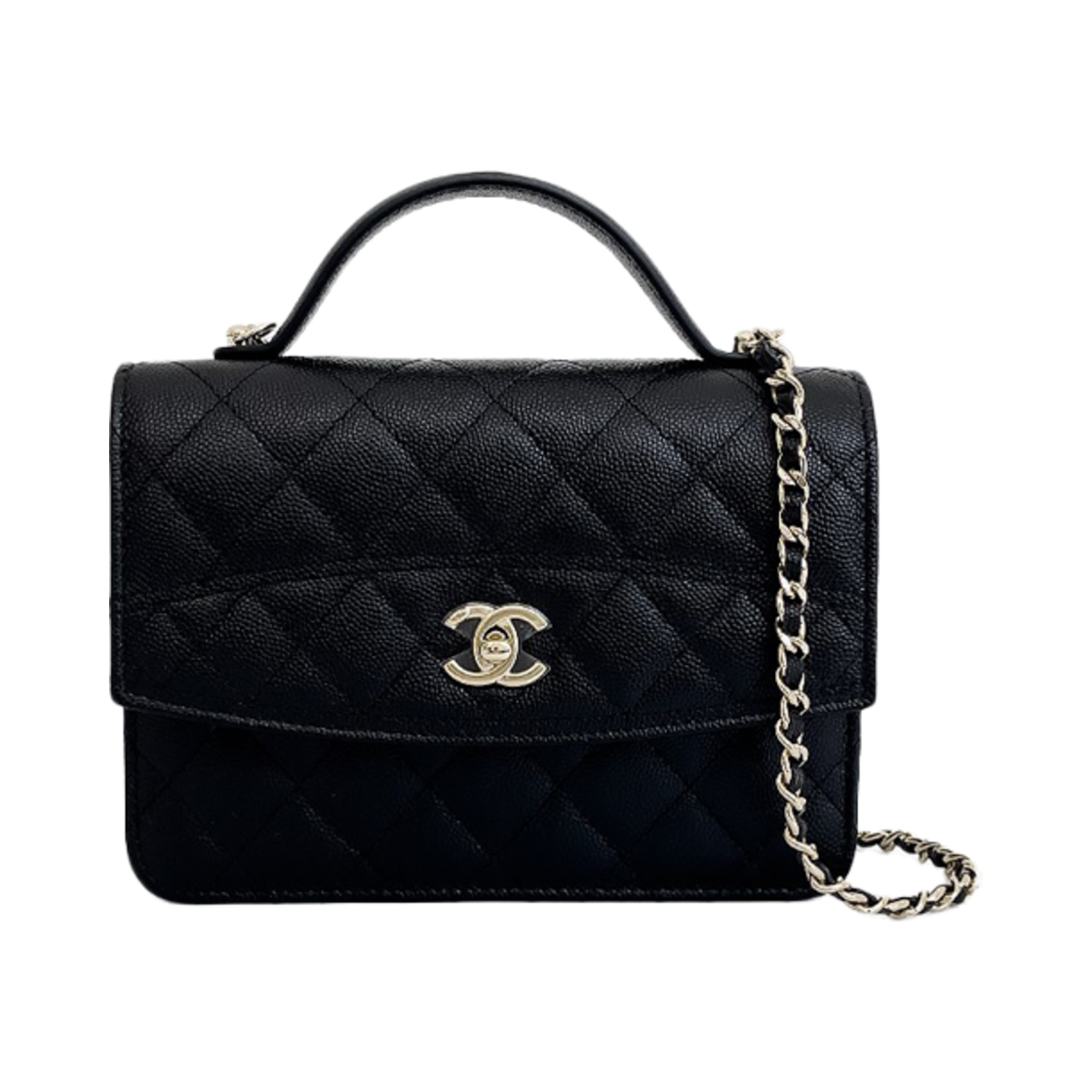 샤넬 탑핸들 미니 백팩블랙 샴페인골드 캐비어