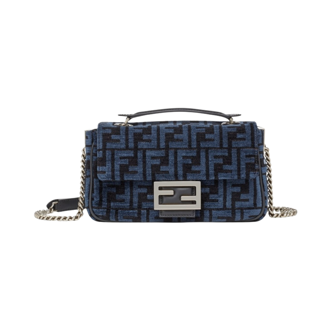 펜디 바게트 체인 미디 FF 테피스트리 패브릭백 다크 블루(Fendi Baguette Chain Midi FF Tapestry Fabric Bag Dark Blue) - 1