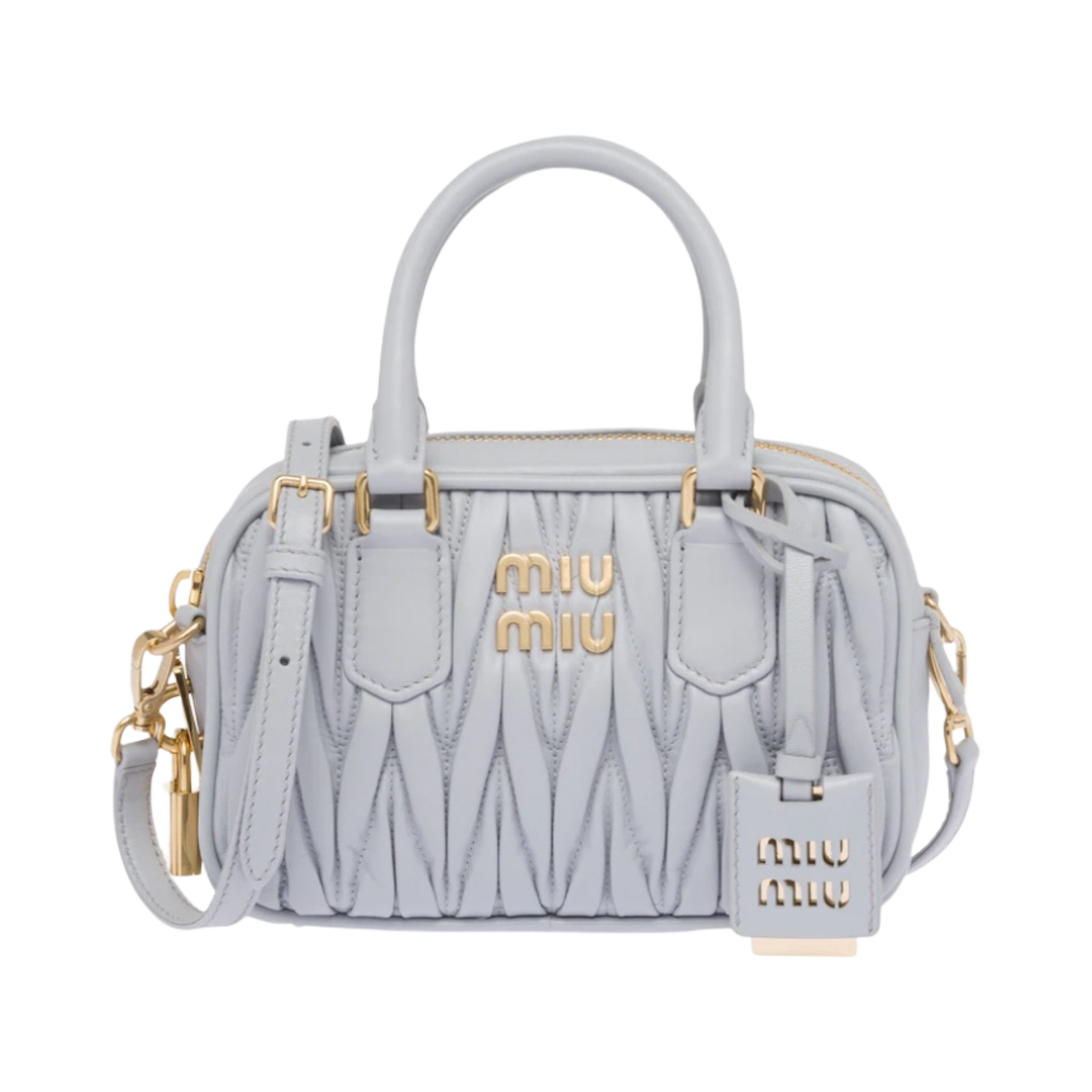 미우 미우 마테라쎄 나파 가죽 탑 핸들백 콘플라워(Miu Miu Matelasse Nappa Leather Top Handle Bag Cornflower) - 1