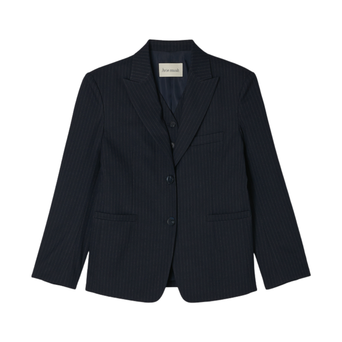- (W) Aviemuah Double Layered Striped Blazer Navy