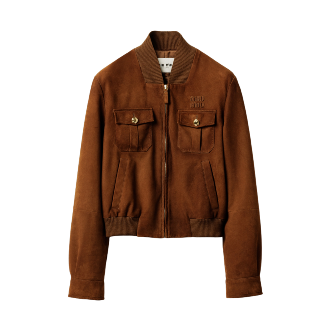 MPV931-104R-F0134 Miu Miu Waxed Suede Jacket Brandy