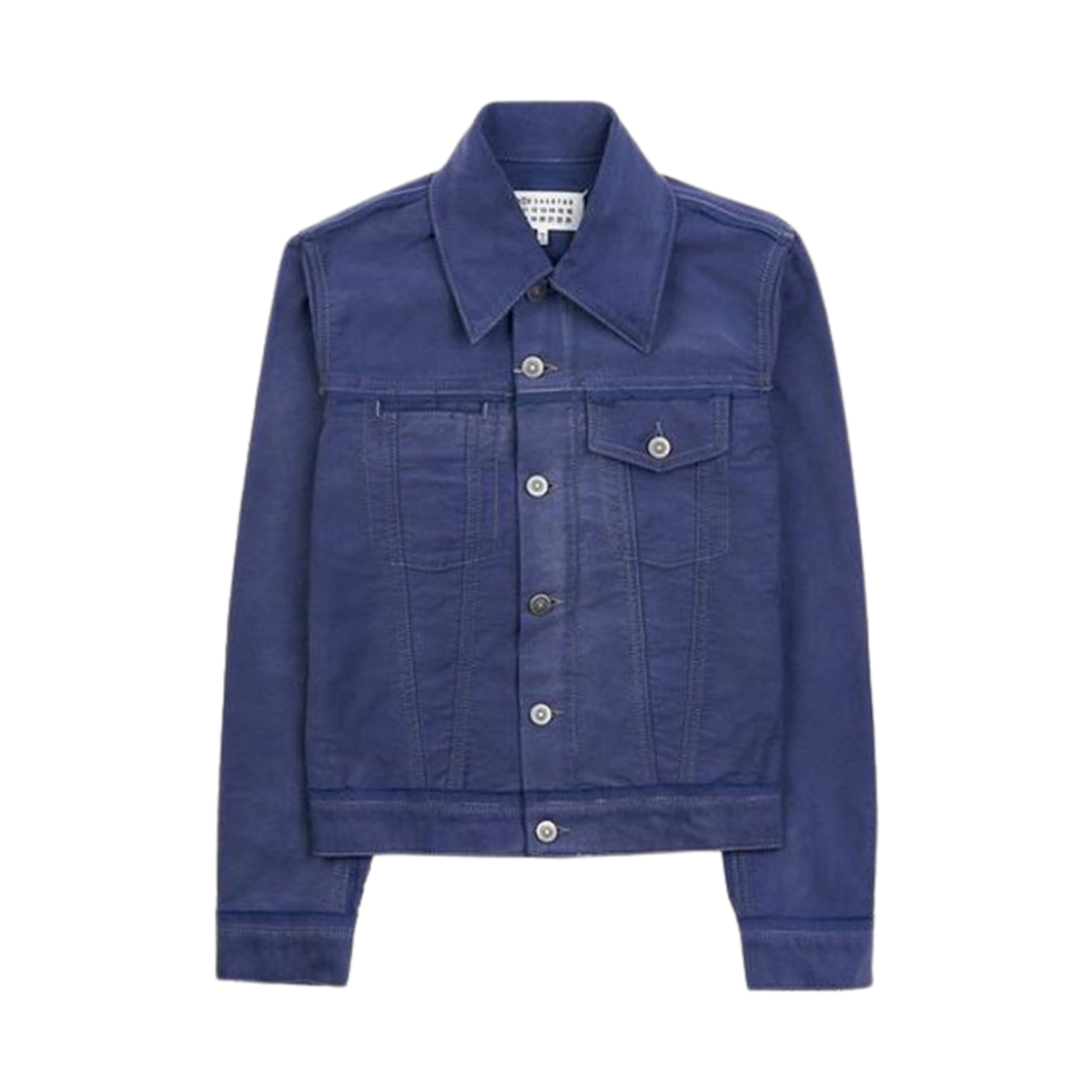 (W) 메종 마르지엘라 백 스티치 로고 데님 자켓 블루((W) Maison Margiela Back Stitch Logo Denim Jacket Blue)