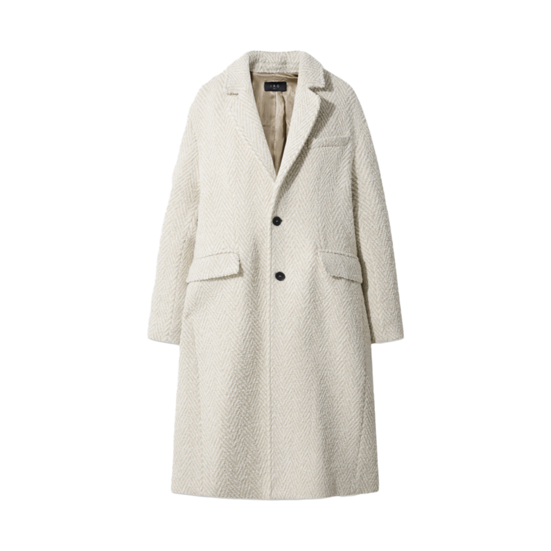 이로 사디스페 헤링본 울 테일러드 카라 투버튼 코트 아이보리(Iro Mohair Stripe Knit Cardigan Black)