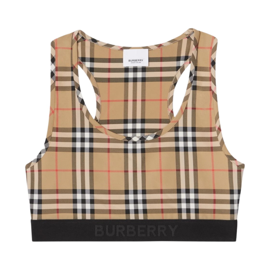 8049477 (W) Burberry Logo Detail Vintage Check Bra Top Archive Beige