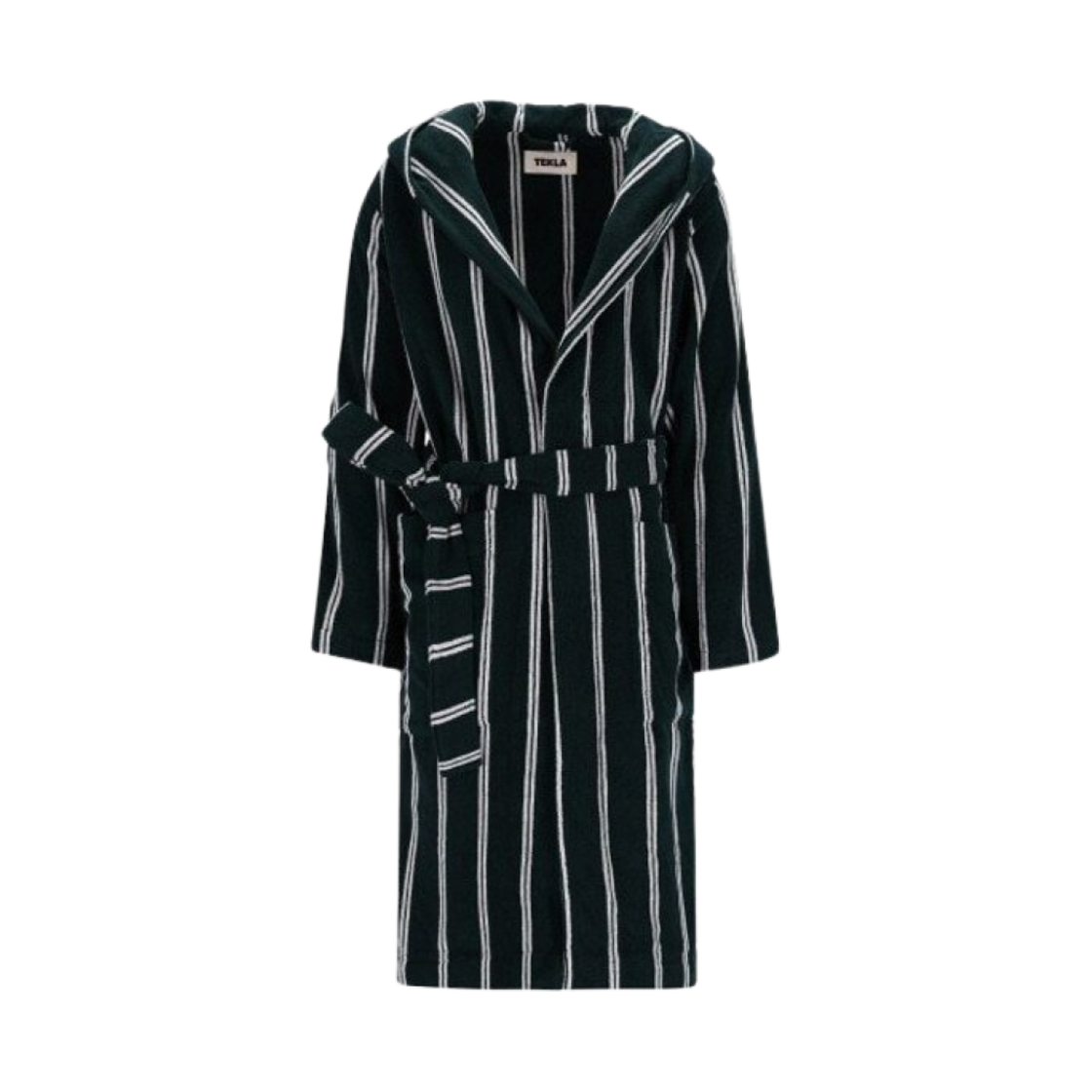 테클라 테리 후드 배스로브 포레스트 그린 스트라이프(Tekla Terry Hooded Bathrobe Forest Green Stripes)