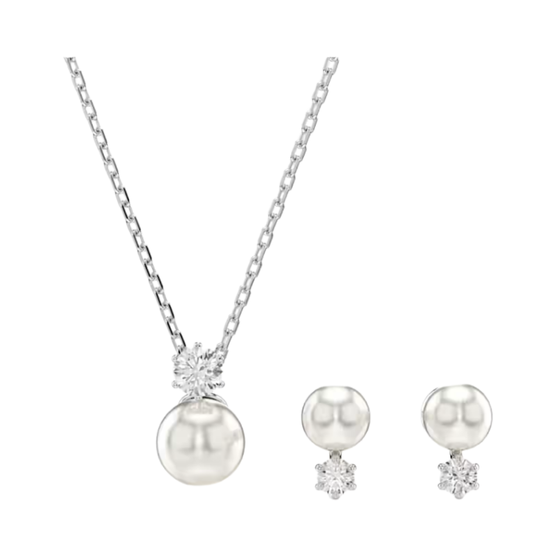 5689624 (W) Swarovski Matrix Set Crystal Pearl Round Cut White Rhodium Plated