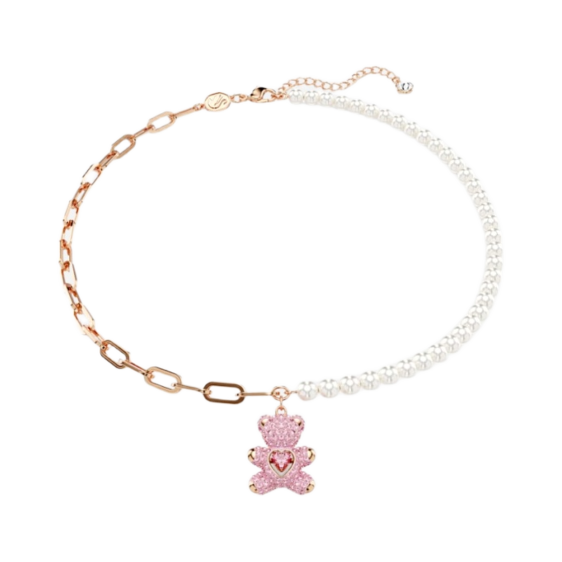 (W) 스와로브스키 테디 펜던트 베어 핑크 로즈 골드 플래팅((W) Swarovski Teddy Pendant Bear Pink Rose Gold Plated)