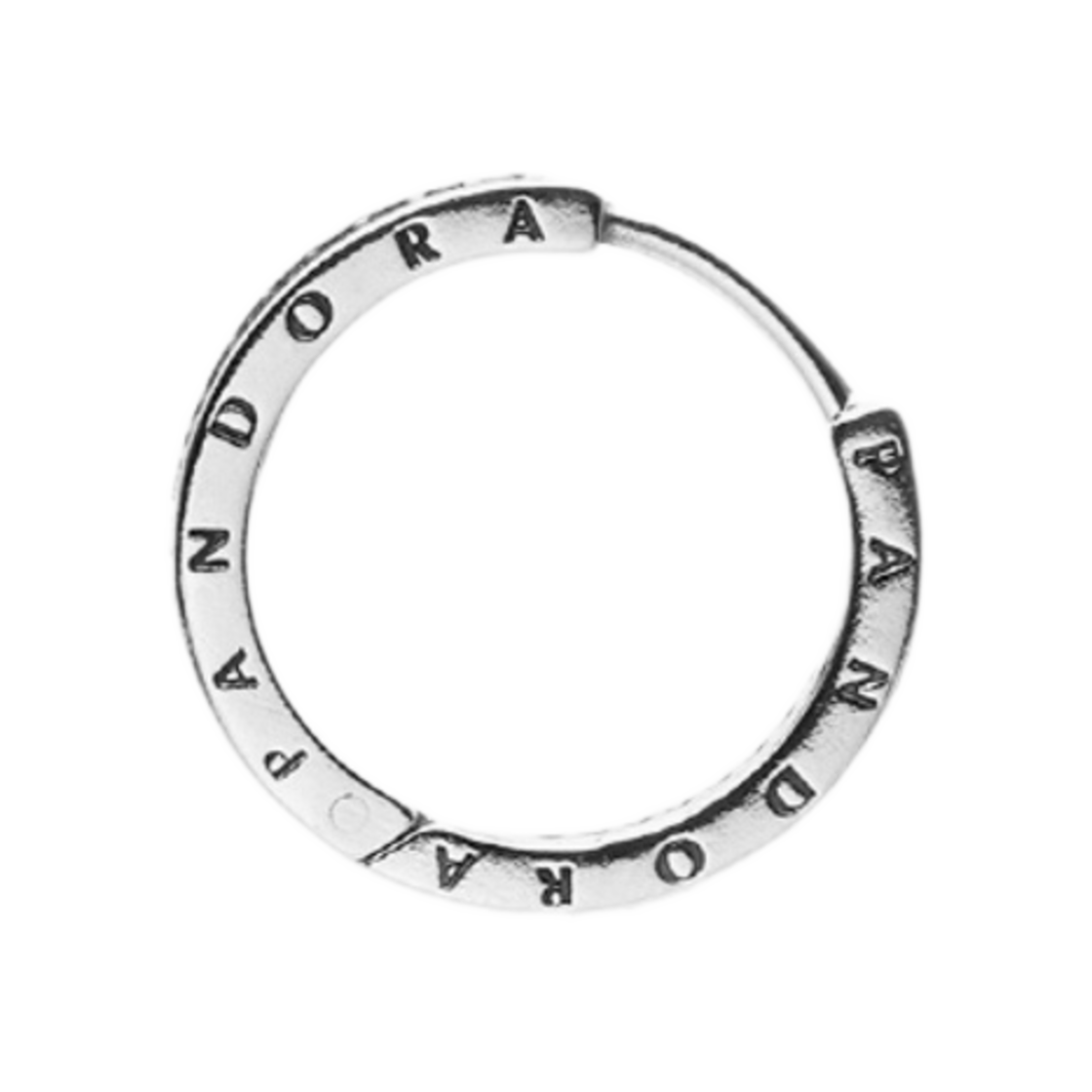 290558CZ (W) Pandora Sparkle and Logo Hoop Earrings Sterling Silver Clear