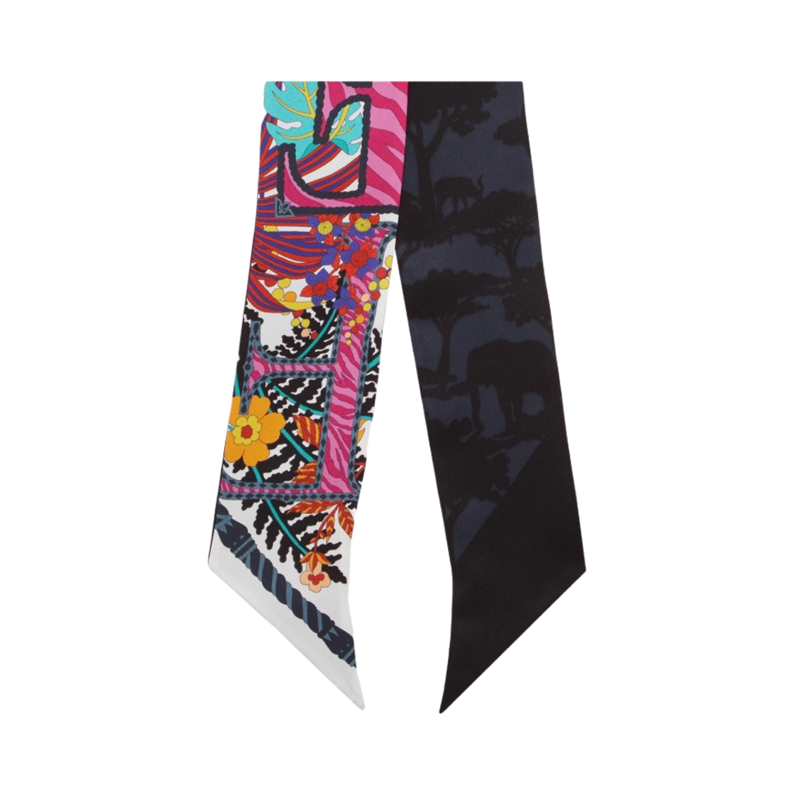 페라가모 아모 프린트 실크 트윌리 밴드 블랙(Ferragamo Amo Print Silk Twilly Band Black) - 1