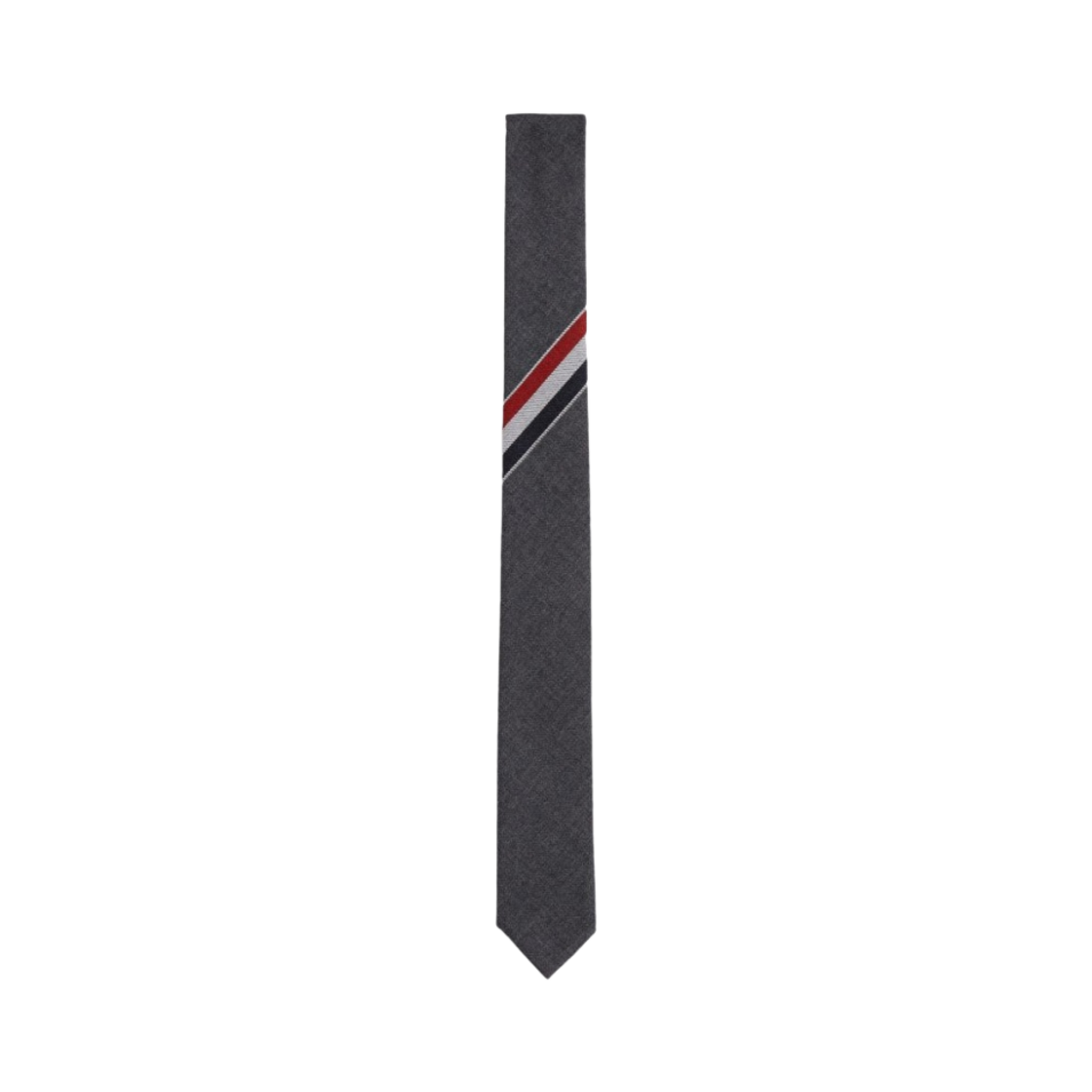 MNL022A-03532-025 Thom Browne Engineered Stripe Necktie in Wool Dark Grey
