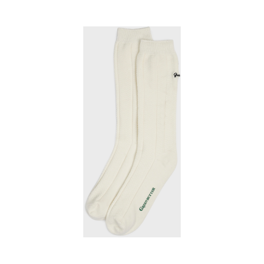 P00000ZI Greenbutter Net stripe Socks Ivory