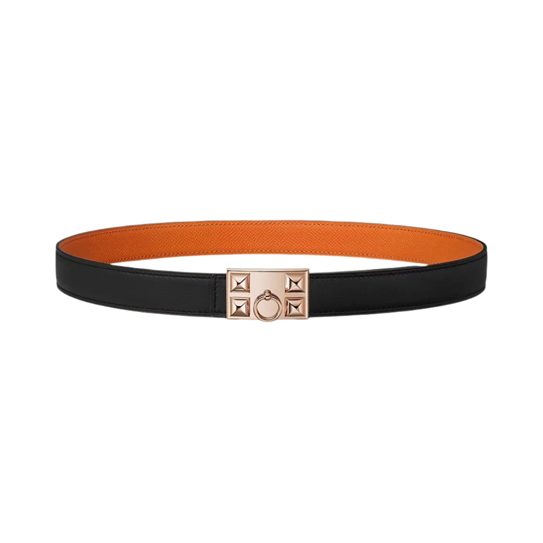 (W) 에르메스 꼴리에 드 샹 벨트 버클 & 리버서블 가죽 스트랩 24mm & 핑크 골드 누아 오랑쥬((W) Hermes Collier De Chien Belt Buckle & Reversible Leather Strap 24mm & Pink Gold Noir Orange) - 1