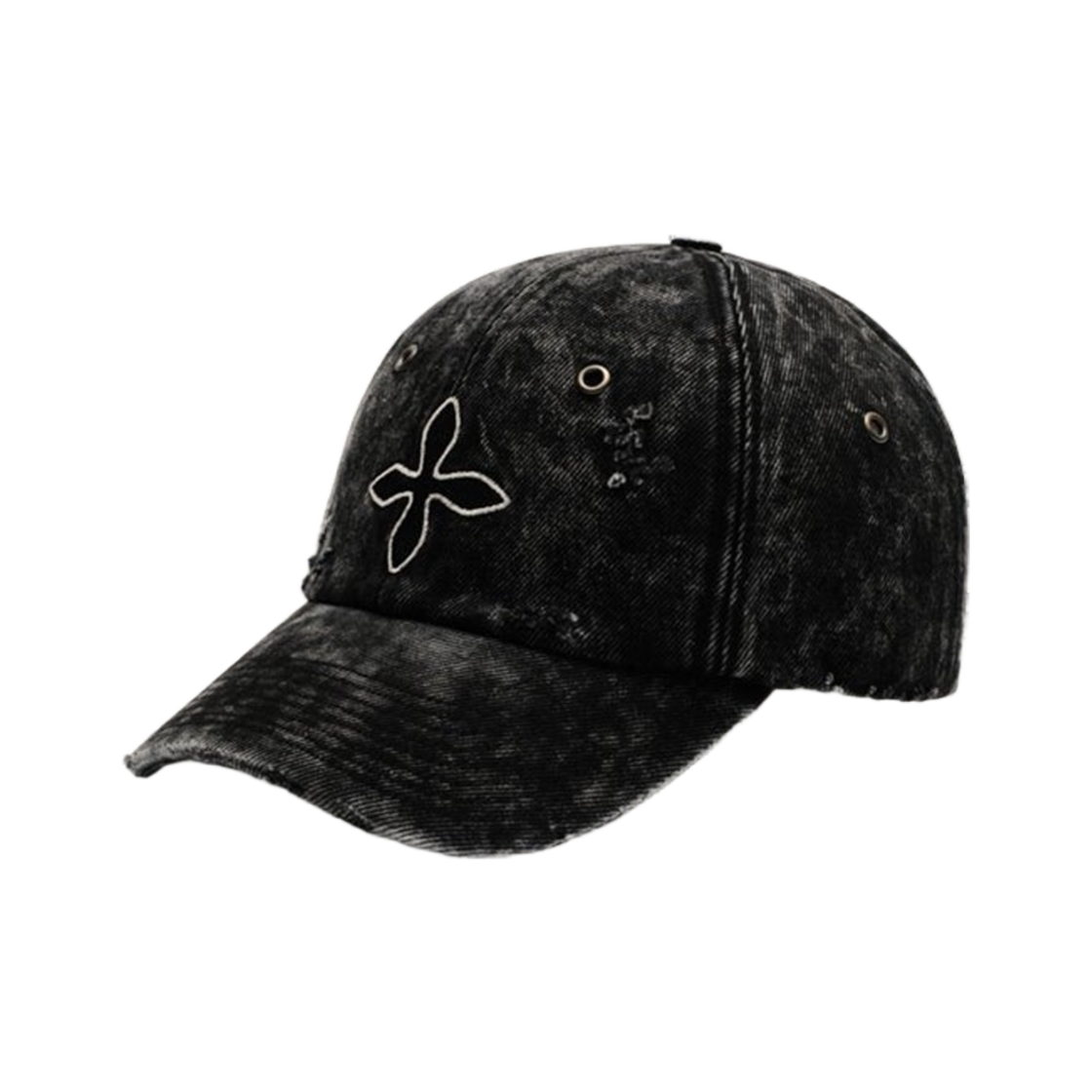 H0002B1 (W) SMFK Compass Cross Denim Baseball Cap Black