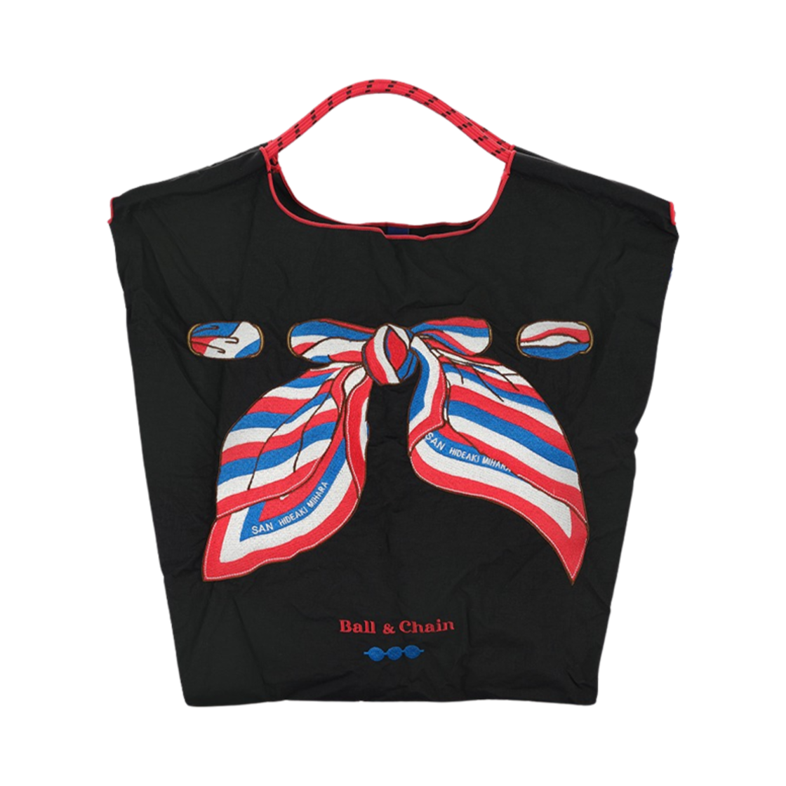 볼 앤 체인 산 히데아키 스카프 에코백 M 블랙(Ball & Chain San Hideaki Scarf Eco Bag M Black)