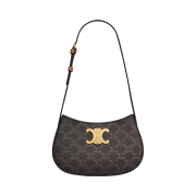 Celine Medium Tilly Bag in Triomphe Canvas Calfskin Tan