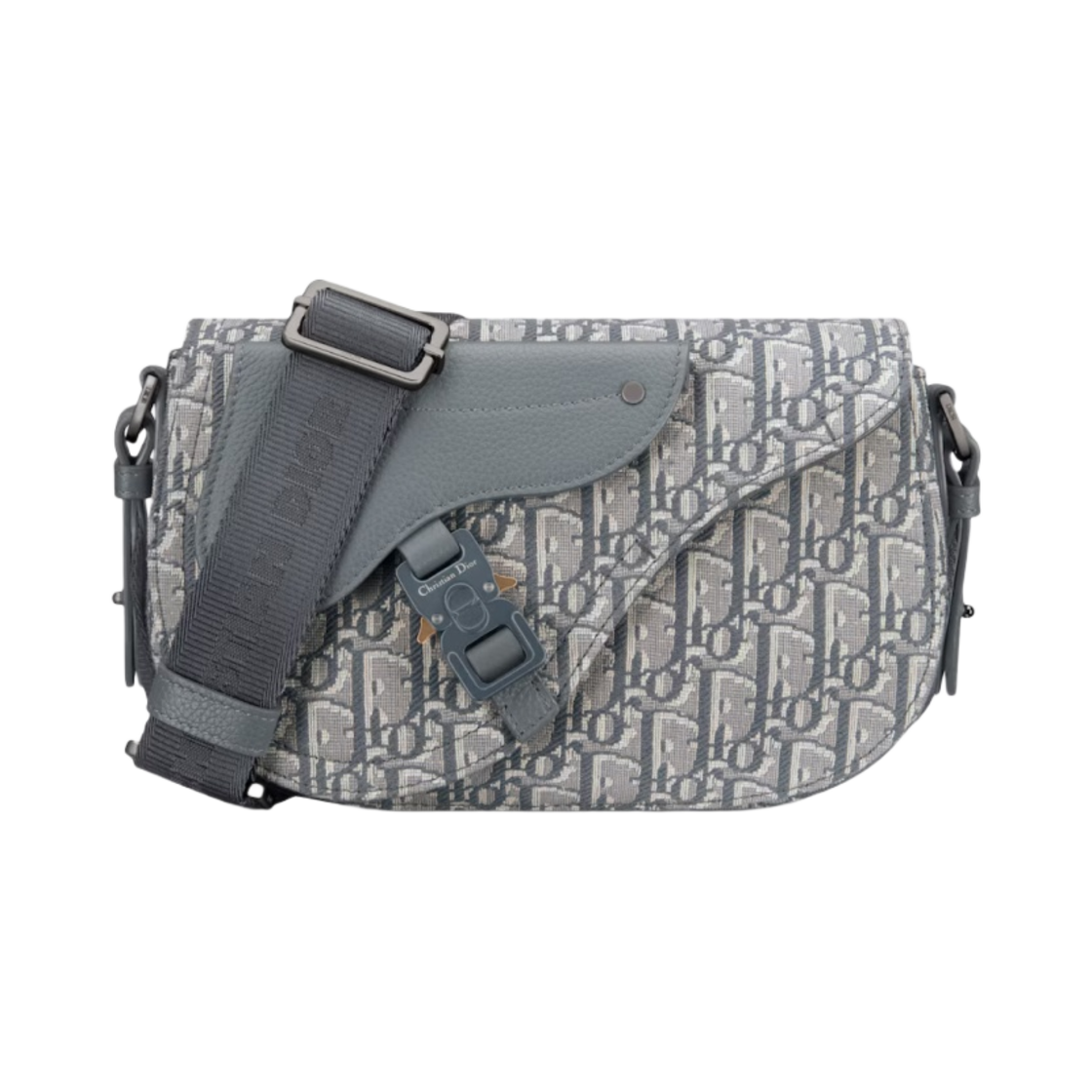 1ADPO325YKY-H12E Dior Saddle Messenger Bag Dior Oblique Jacquard Grained Calfskin Deep Gray