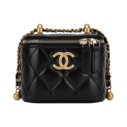 Chanel Small Vanity with Chain Calfskin & Gold Black