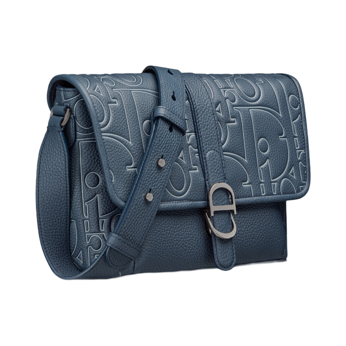 디올 미디움 디올 데일리 메신저 백 플랩 디올 그래비티 아웃라인 레더 앤 그레인드 카프스킨 네이비 블루(Dior Medium Dior Daily Messenger Bag with Flap Dior Gravity Outline Leather and Grained Calfskin Navy Blue) - 2