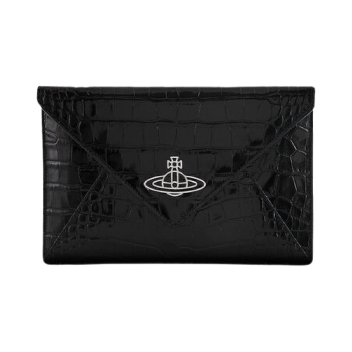 44020097U-L0039-N401 Vivienne Westwood Crocodile Envelope Clutch Black