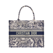 Dior Medium Book Tote Blue Toile de Jouy Embroidery