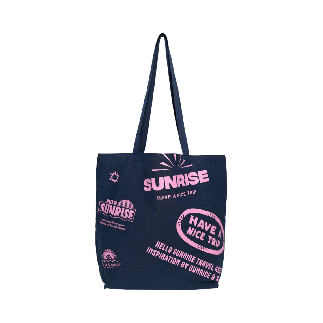 헬로선라이즈 그래픽 코튼백 네이비(Hello Sunrise Graphic Cotton Bag Navy)