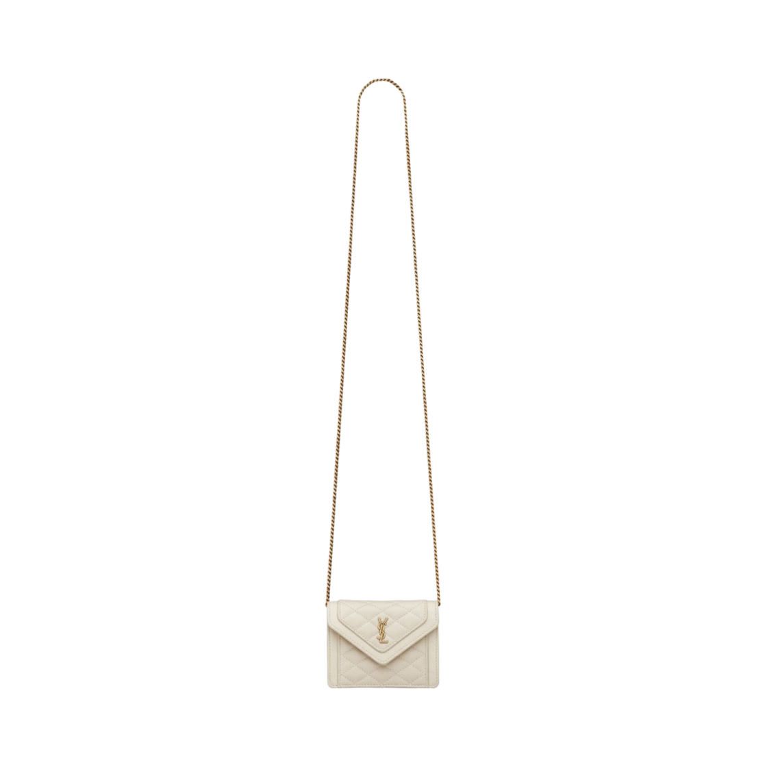 685612-1EL07-9207 Saint Laurent Gaby Micro Bag in Quilted Lambskin Blanc Vintage