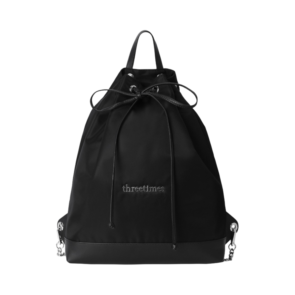 쓰리타임즈 클래식 타이 백팩 블랙(Threetimes Classic Tie Backpack Black)