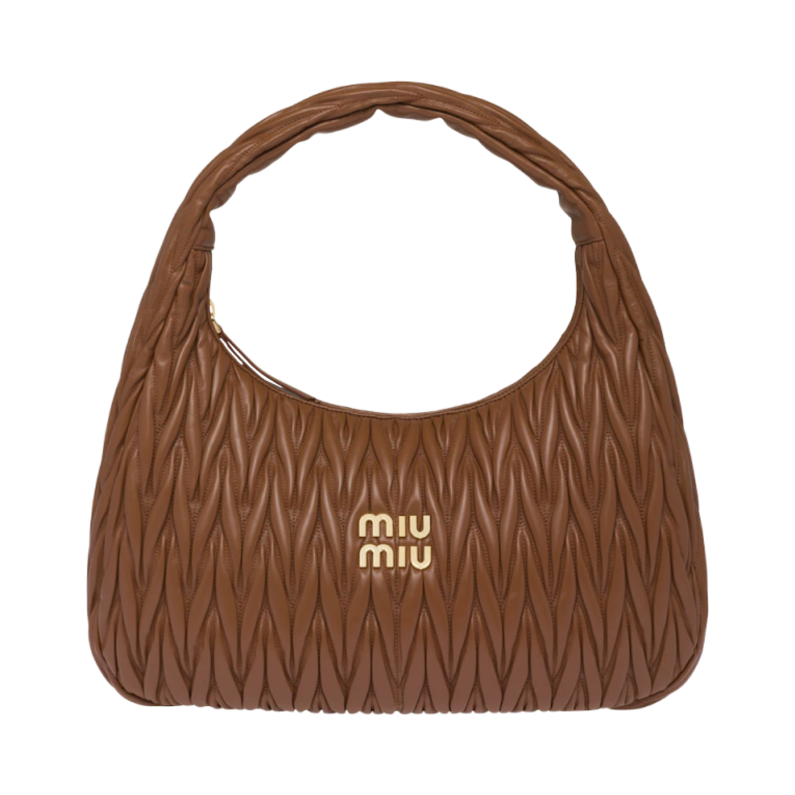 미우 미우 원더 마틀라세 나파 레더 호보백 코냑(Miu Miu Wander Matelasse Nappa Leather Hobo Bag Cognac) - 1