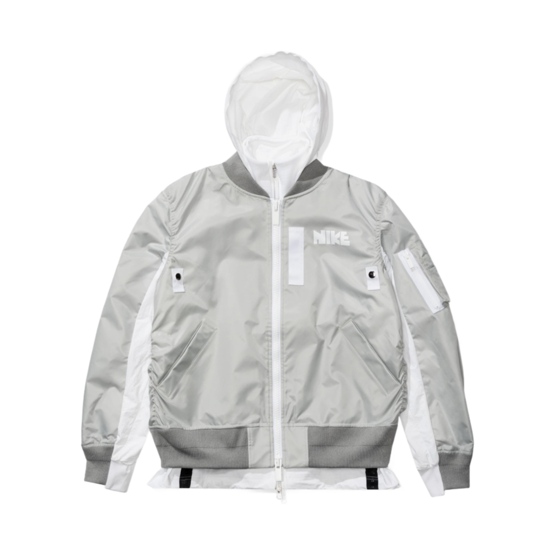 (W) 나이키 x 사카이 NRG 레이어드 봄버 자켓 그레이 포그 - 아시아((W) Nike x Sacai NRG Layered Bomber Jacket Grey Fog - Asia) - 1