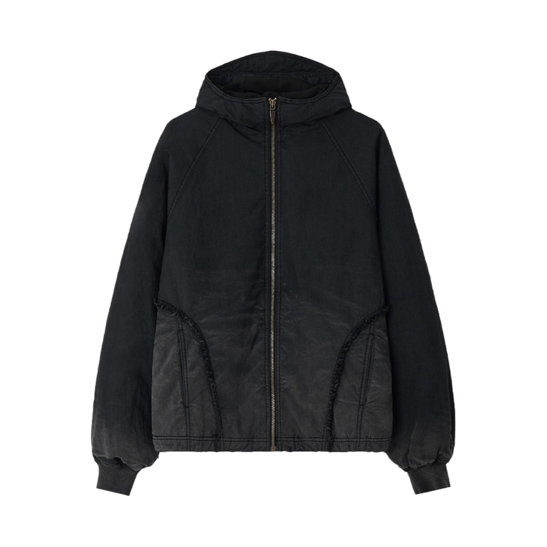 비엘알 디스트로이드 그라데이션 워싱 푸퍼 자켓 블랙(BLR Destroyed Gradation Washing Puffer Jacket Black)