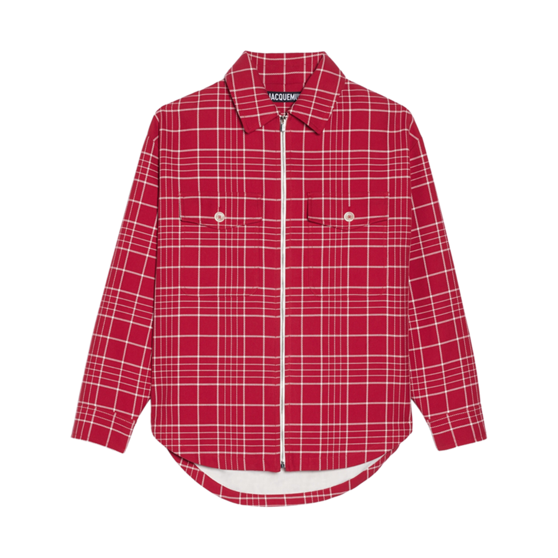 자크뮈스 르 블루종 몽땅 체크 오버셔츠 자카드 체크 다크 레드(Jacquemus Le Blouson Montagne Checked Overshirt Jacquard Check Dark Red) - 1