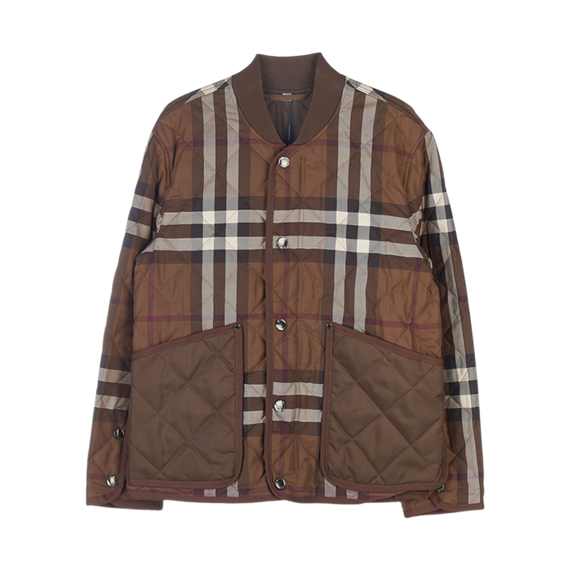 8054454 Burberry Check Quilted Jacket Dark Birch Brown