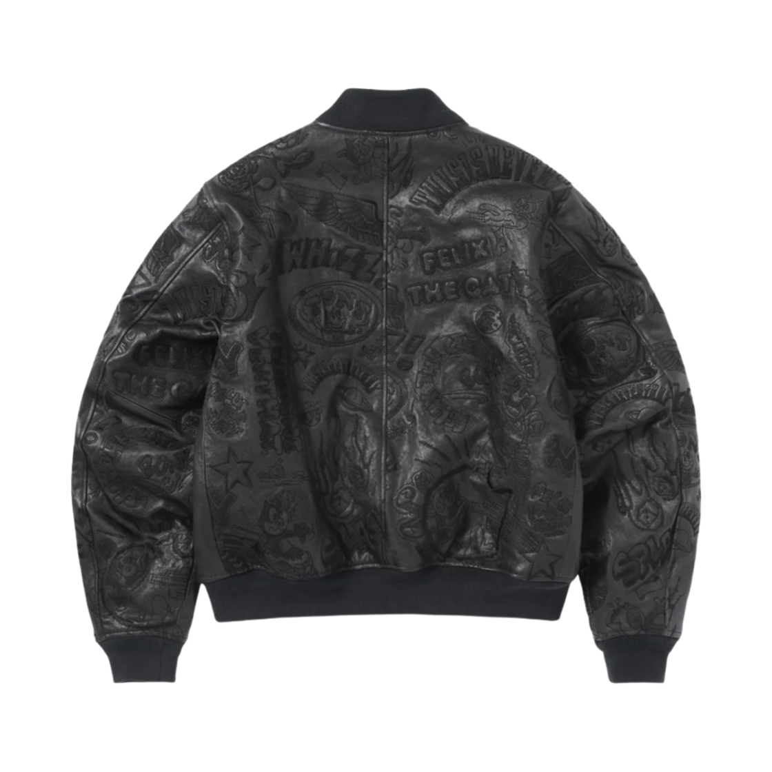 디스이즈네버댓 x 펠릭스 더 캣 레더 봄버 자켓 블랙(Thisisneverthat x Felix the Cat Leather Bomber Jacket Black) - 2