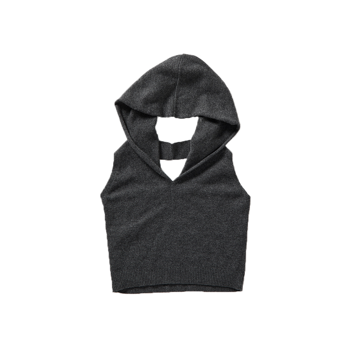 퍼버즈 우먼 크롭 후디 니트 탑 그레이 - 25FW(Perverze Women Cropped Hoodie Knit Top Gray - 25FW)