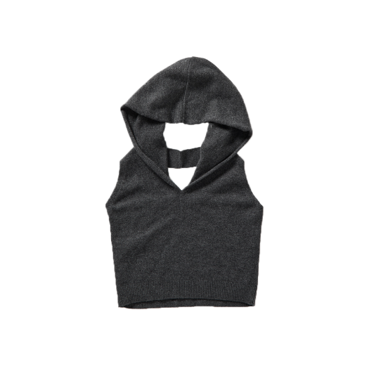 KW5DKNVPZ12GY Perverze Women Cropped Hoodie Knit Top Gray - 25FW