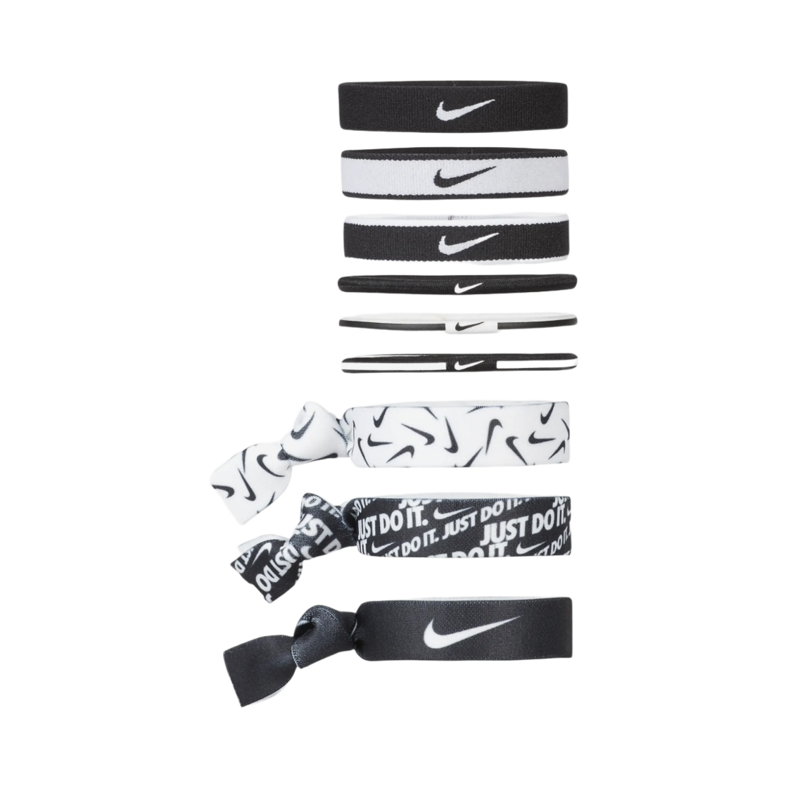 나이키 믹스드 위드스 포니테일 홀더 블랙 화이트 (9개입)(Nike Mixed Width Ponytail Holders Black White (9 Pack)) - 1