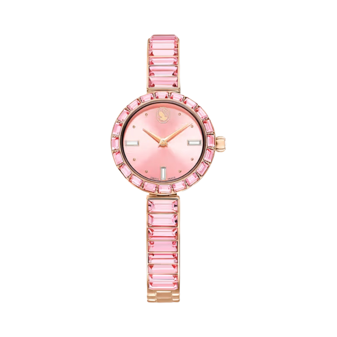 (W) 스와로브스키 매트릭스 뱅글 워치 핑크 로즈 골드((W) Swarovski Matrix Bangle Watch Pink Rose Gold)