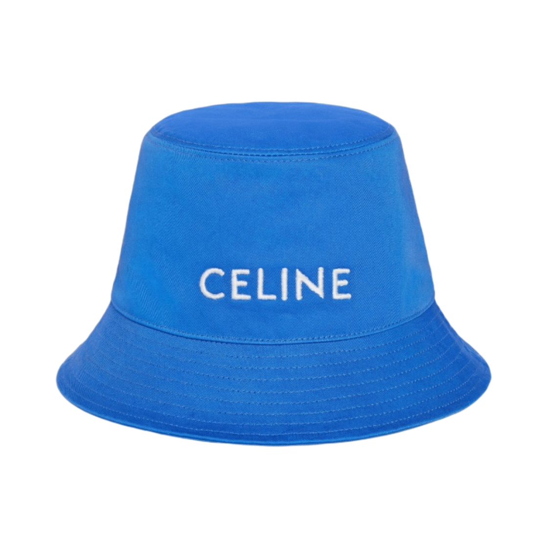 2AU3B968P-07BE (W) Celine Bucket Hat in Cotton Gabardine Electric Blue