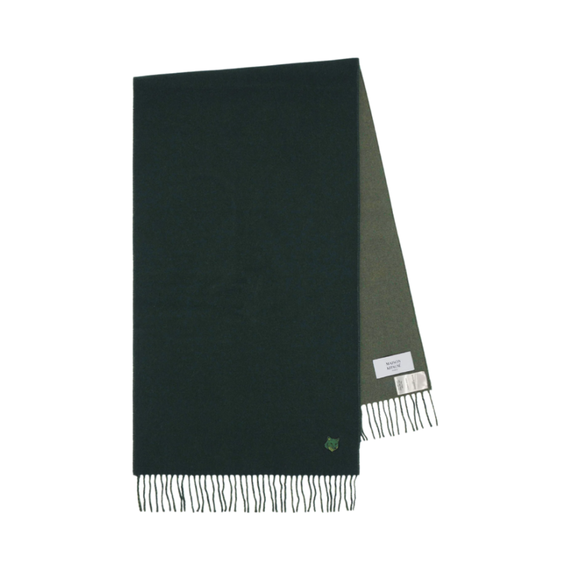 NM06201WA0018-P391 Maison Kitsune Bold Fox Head Double Face Muffler Ranger Green