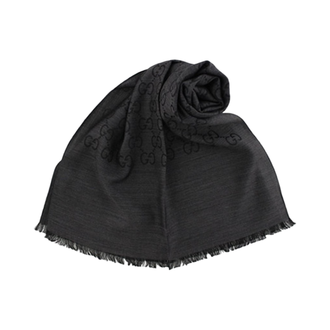 165904-3G646-1100 Gucci GG Wool Silk Jacquard Scarf Black