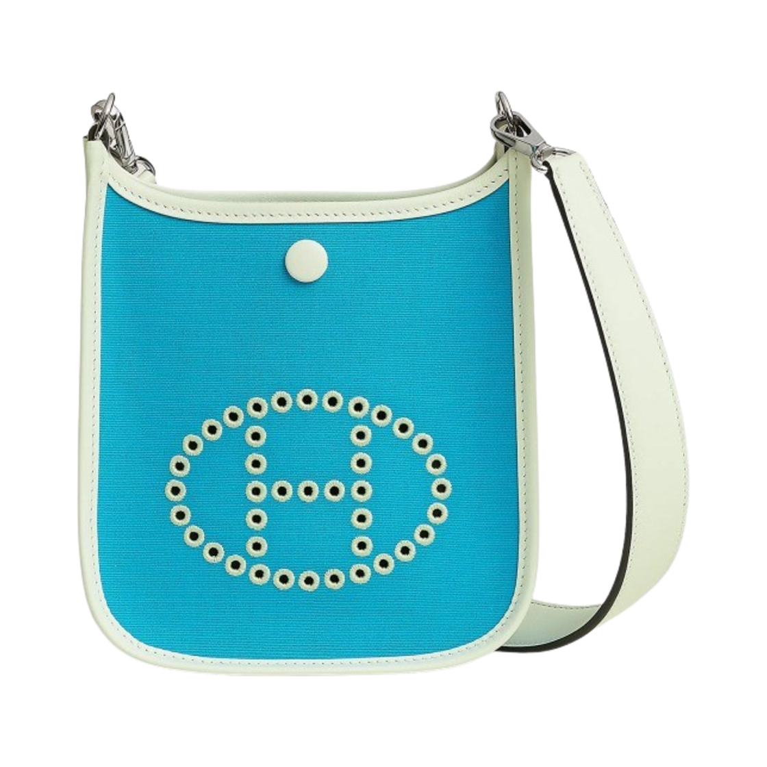 에르메스 네오 에블린 16 투톤 오피시에 스위프트 & 팔라듐 하드웨어 블루 아즈테크 멍뜨 베르 피즈(Hermes Neo Evelyne 16 Bag Two-Tone Officier Swift & Palladium Bleu Azteque Menthe Vert Fizz) - 1