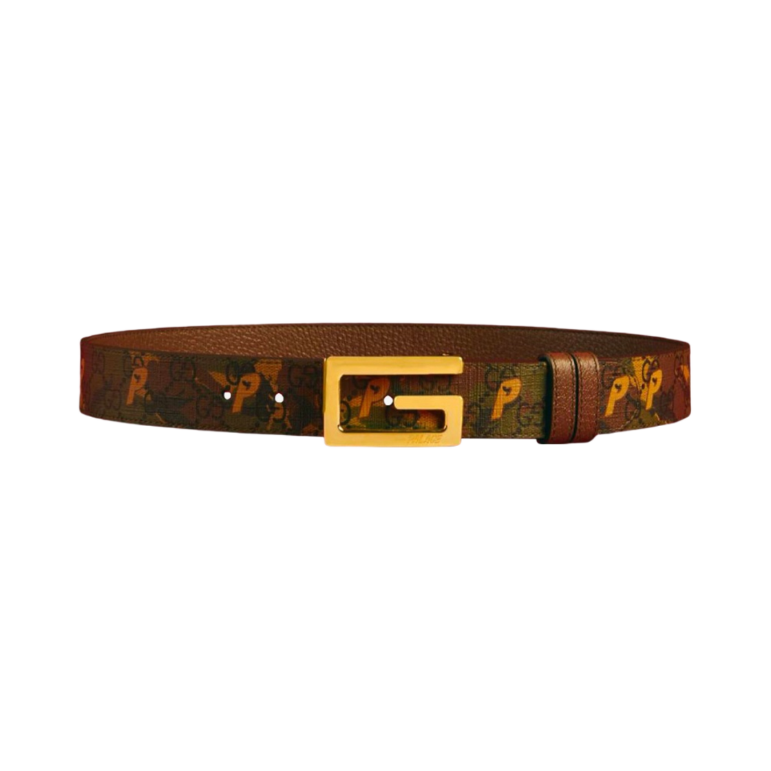 팔라스 x 구찌 G 스퀘어 버클 GG-P 슈프림 리버시블 벨트 카모플라주 브라운 - 22FW(Palace x Gucci GG-P Supreme Reversible Belt with G Square Buckle Camouflage Brown - 22FW) - 1